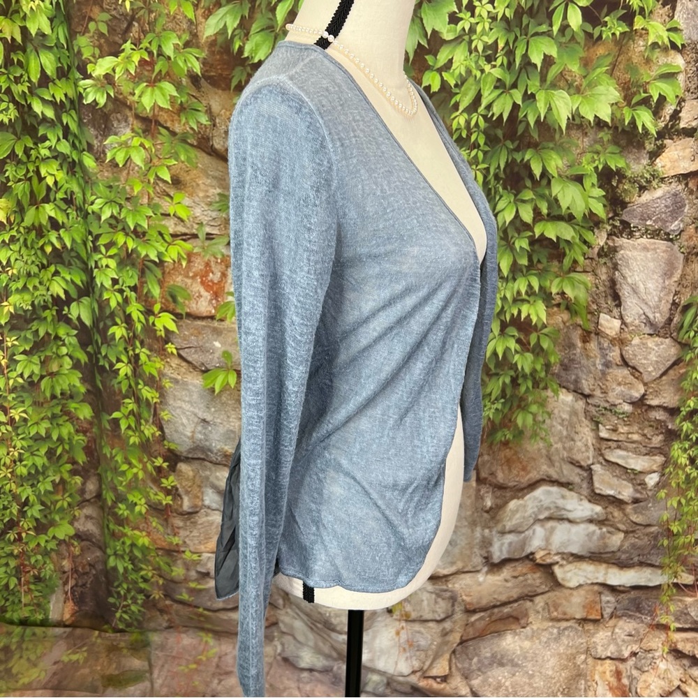 ELENA BALDI Quiet Luxury Blue/Gray Italian Made Linen and Chiffon Sweater, S - Picture 6 of 8